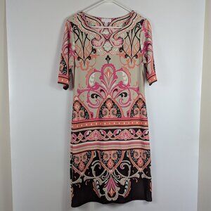 Charter Club Abstract Patterned Short Sleeve Knee Length Dress